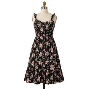 BOG Collective Womens M Floral Sundress Button Front Smocked Back Boho Fit Flare